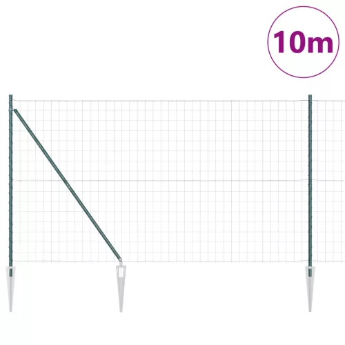  Euro Kerítés 7 Tüskés Oszlopal 1.5x10 m Horganyzott Acél Zöld