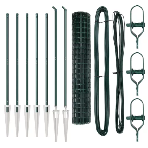  Euro Kerítés 7 Tüskés Oszlopal 1.5x10 m Horganyzott Acél Zöld