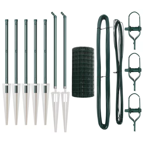  Euro Kerítés 7 Cölöppel 0.8x10 m Galvanizált Acél Zöld