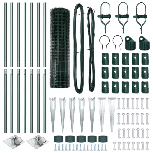 Euro Kerítés 7 Cövekkel 1x10 m Horganyzott Acél Zöld