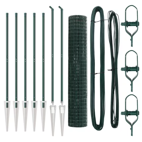  Euro Kerítés 7 Tüskeoszloppal 1.6x10 m Horganyzott Acél Zöld