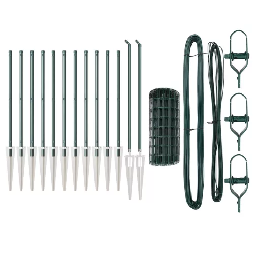  Euro Kerítés 13 Cölöpposzttal 0.8x25 m Horganyzott Acél Zöld