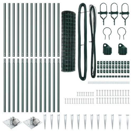  Euro Kerítés 13 Cölöppel 1x25 m Galvanizált Zöld Acél