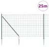  Euro Kerítés 13 Cölöpökkel 1.2x25 m Galvanizált Acél Zöld