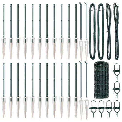  Euro Kerítés 13 Cövekkel 0.6x50 m Horganyzott Acél Zöld