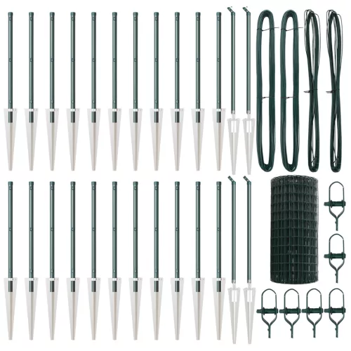  Euro Kerítés 13 Cölöppel 0.6x50 m Horganyzott Acél Zöld
