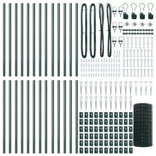  Euro Kerítés 13 Cölöppel 0.6x50 m Horganyzott Acél Zöld