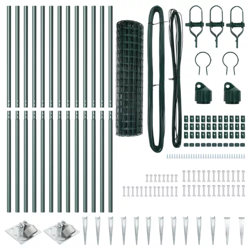  Euro Kerítés 2 darab Zöld Porszórt Acél 25 x 1.2 m