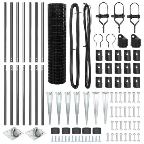  Euro Kertkerítés 7 tüskés poszttal 1,2x10 m Galvánozott acél Szürke