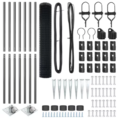  Euro Kerítés 7 Cövekposzttal 1.5x10 m Horganyzott Acél Szürke