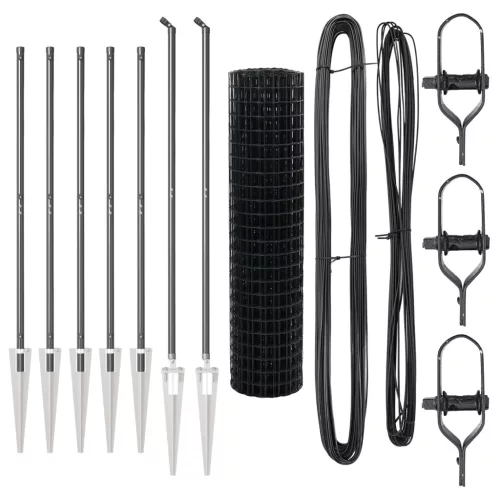  Euro Kerítés 7 Cölöpökkel 1.4x10 m Horganyzott Acél Szürke