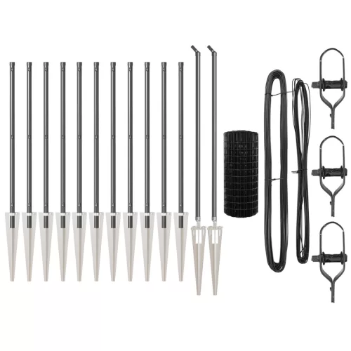  Euro Kerítés 13 Cölöp Postával 0.4x25 m Horganyzott Acél Szürke