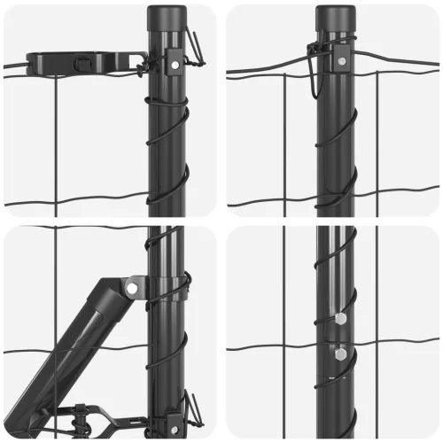  Euro Kerítés 13 Tüskés Oszloppal 1.2x25 m Galvanizált Acél Szürke