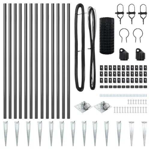  Euro Kerítés 13 Szegecs Oszloppal 1x25 m Horganyzott Acél Szürke