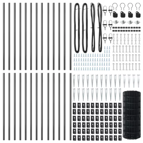  Euro kerítés 13 tüskeoszlop bázissal 0.6x50 m Horganyzott acél Szürke
