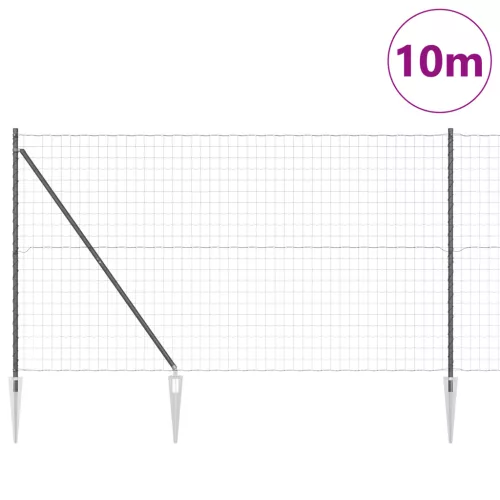  Euro Kerítés 7 Cövekposzttal 1.6x10 m Galvanizált Acél Szürke