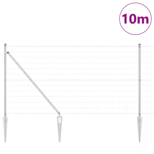  Euro Kerítés 7 Cölöp Posts 1x10 m Horganyzott Acél