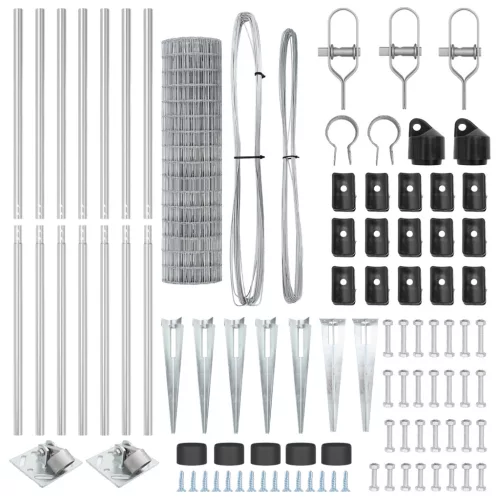  Euro Kerítés 7 Cövekelő Poszttal 1.2x10 m Galvanizált Acél