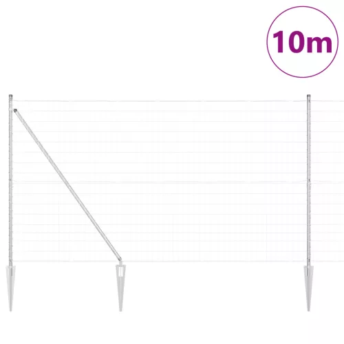  Euro Kerítés 7 Cölöp Tartóval 1.6x10 m Horganyzott Acél