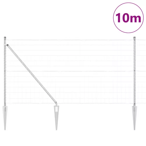  Euro Kerítés 7 Csúcsos Oszloppal 1x10 m Galvanizált Acél