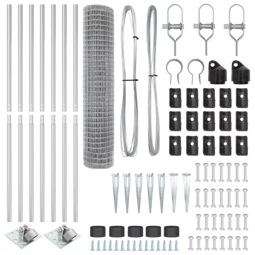  Euro Kerítés 7 Cölöppel 1.5x10 m Horganyzott Acél