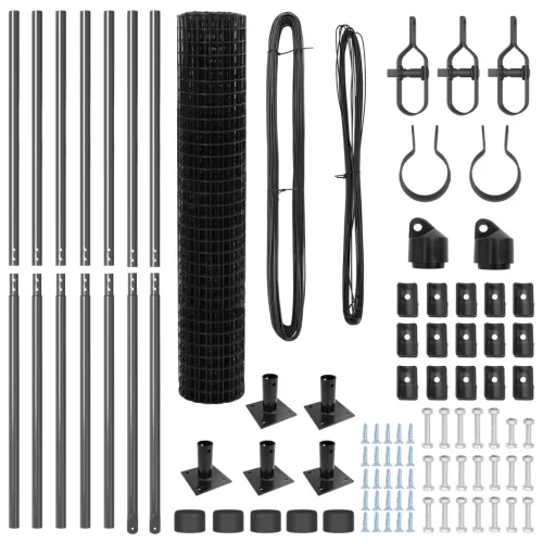  Euro Kerítés 7 Flancos Oszloppal 1,5x10 m Horganyzott Acél