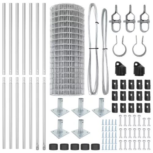  Euro Kerítés 7 Flancos Oszloppal 1.4x10 m Horganyzott Acél