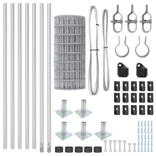  Euro Kerítés 7 Függőleges Oszloppal 0.6x10 m Horganyzott Acélból