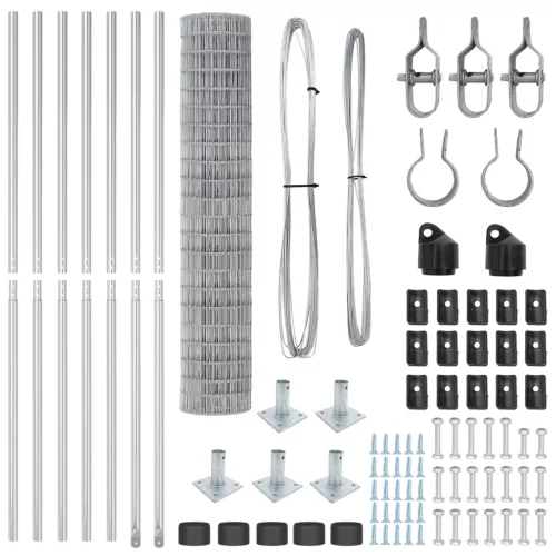  Euro Kerítés 7 Fémoszloppal 1.5x10 m Galvanizált Acél