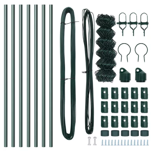  Lánckapcsolatos kerítés 7 oszloppal 0.6x10 m Horganyzott acél Zöld