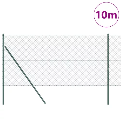  láncos kerítés 7 oszloppal 1x10 m galvanizált acél zöld