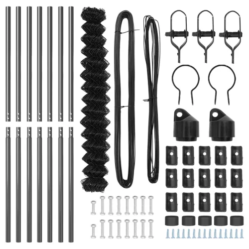 láncos kerítés 7 oszloppal 1,6x10 m horganyzott acél szürke