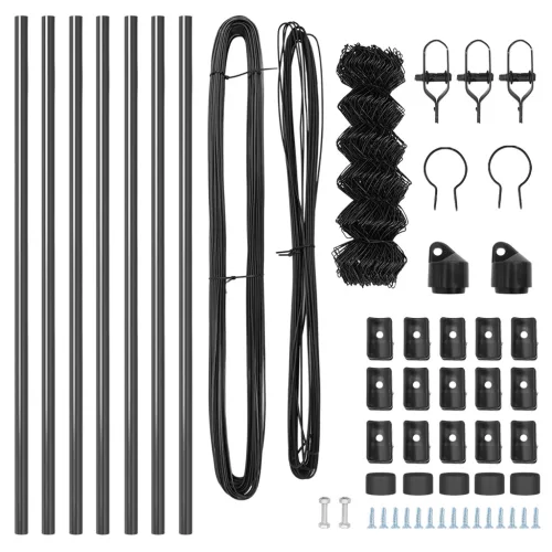  Lánckerítés 7 oszloppal 0.4x10 m Galvanizált Acél Szürke