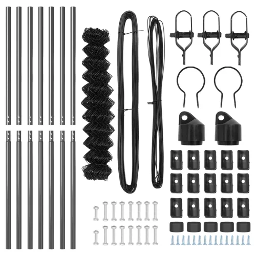  Láncos kerítés 7 oszloppal 1.4x10 m horganyzott acél szürke