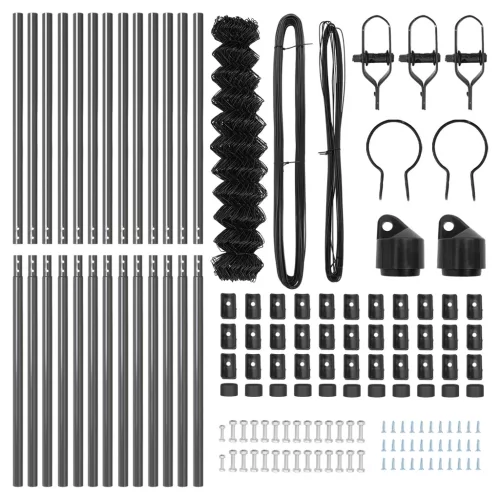  lánckerítés 13 oszloppal 1x25 m horganyzott acél szürke
