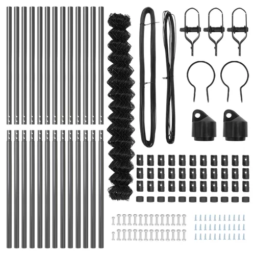  láncos kerítés 13 oszloppal 1.6x25 m horganyzott acél szürke