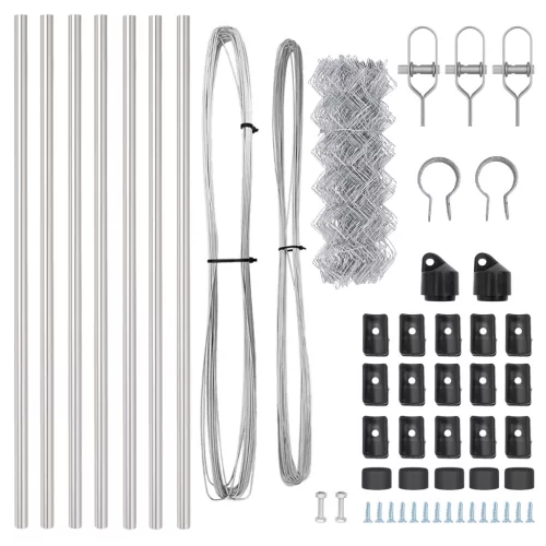  Láncos kerítés 7 oszloppal 0.4x10 m Galvanizált acél