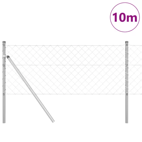  Lánc Kerítés 7 Oszloppal 0.8x10 m Galvanizált acél
