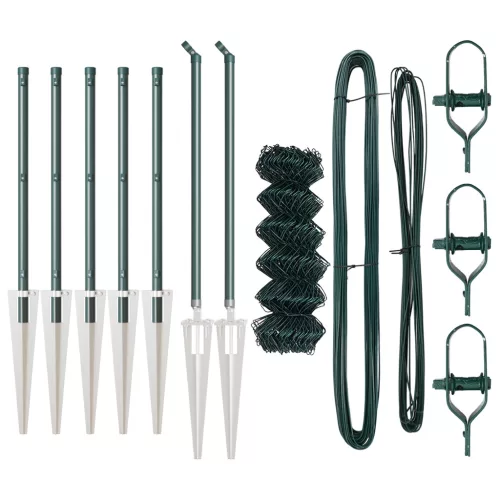  Lánckerítés 7 cölöp alapú 0.8x10 m Horganyzott Acél