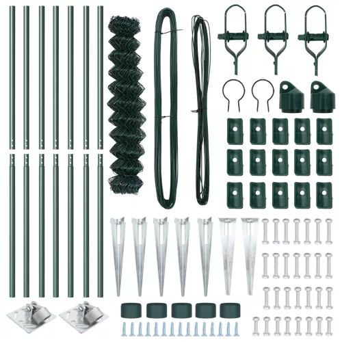  Láncháló Kerítés 7 Cölöp Posts 1x10 m Horganyzott Acél