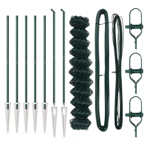  Láncos Kerítés 7 Cölöpös 1.4x10 m Horganyzott Acél