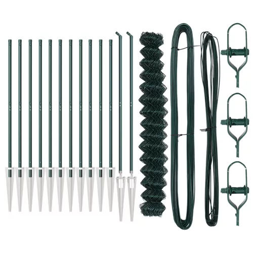  Lánc kerítés 2 darab Zöld Fém 1,5 x 25 m Lánc kerítés