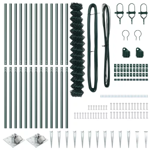  Lánc kerítés 2 darab Zöld Fém 1,5 x 25 m Lánc kerítés