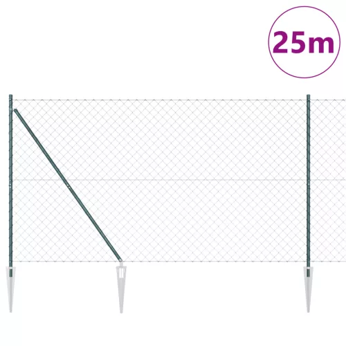 Lánc Háló Kerítés 13 Cövek Rövid 1.6x25 m Galvanizált Acél
