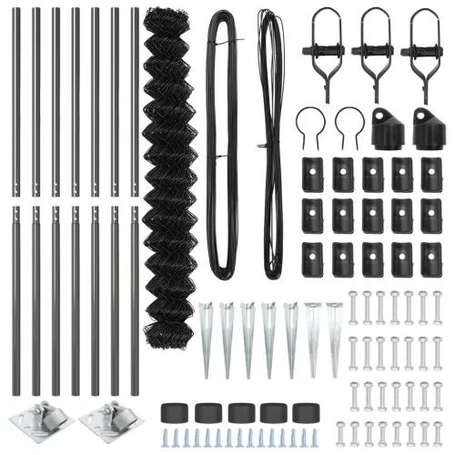  Láncos kerítés 7 cölöp rögzítővel 1.6x10 m galvanizált acélból
