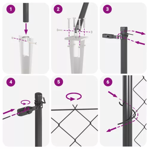  Lánchálós kerítés 13 cölöp rögzítővel 1.6x25 m galvanizált acél