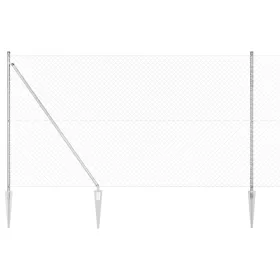    Láncos Kerítés 7 Cövek Oszloppal 1.6x10 m Horganyzott Acél