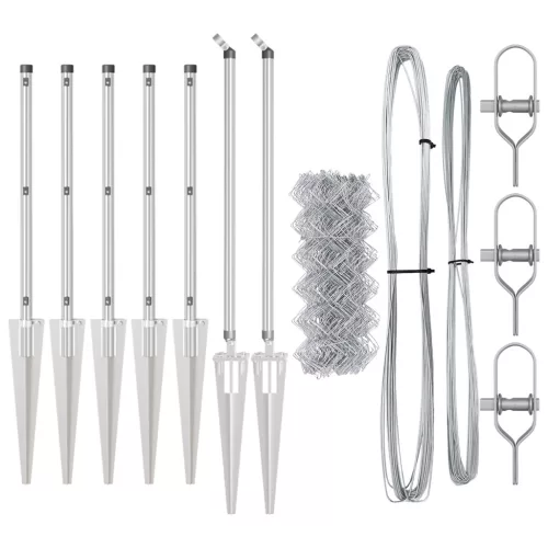  Láncos kerítés 7 cölöppel 0.4x10 m Galvanizált acél