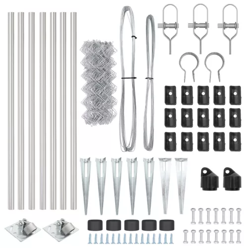  Láncos kerítés 7 cölöppel 0.4x10 m Galvanizált acél