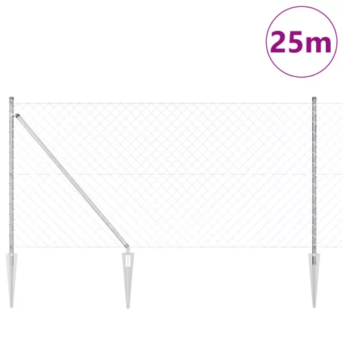  Lánc link kerítés 2 db Galvanizált acél 25 x 1 m Bővíthető